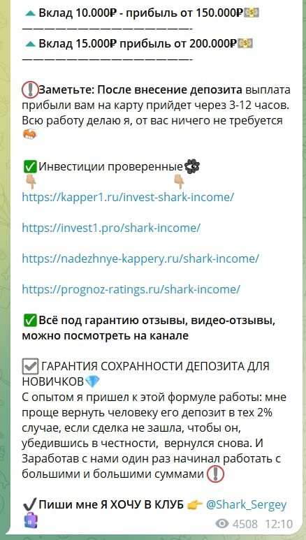 Shark Income прибыль