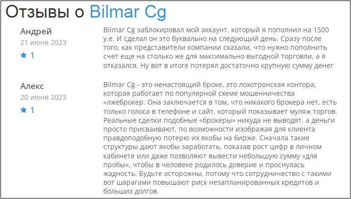 Bilmarcg отзывы