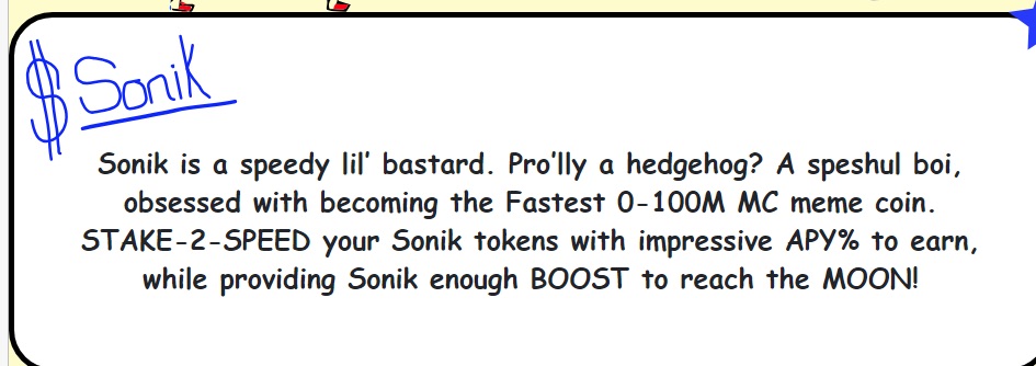 Описание на сайте Sonic coin