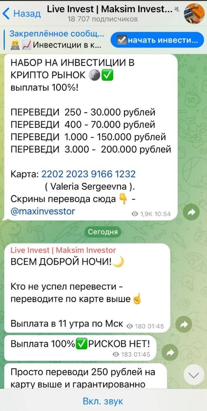 Live Invest телеграмм