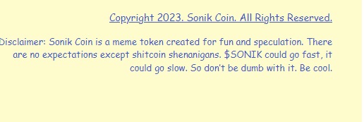 Копирайт Sonic coin