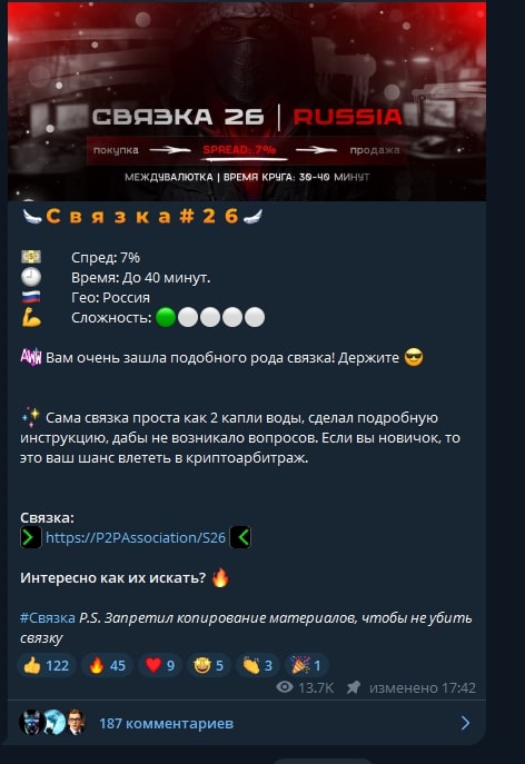 P2P Association телеграм