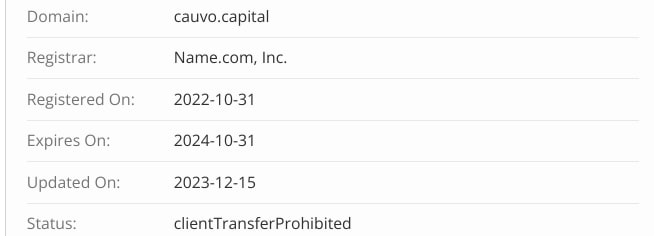 Cauvo Capital домен инфа