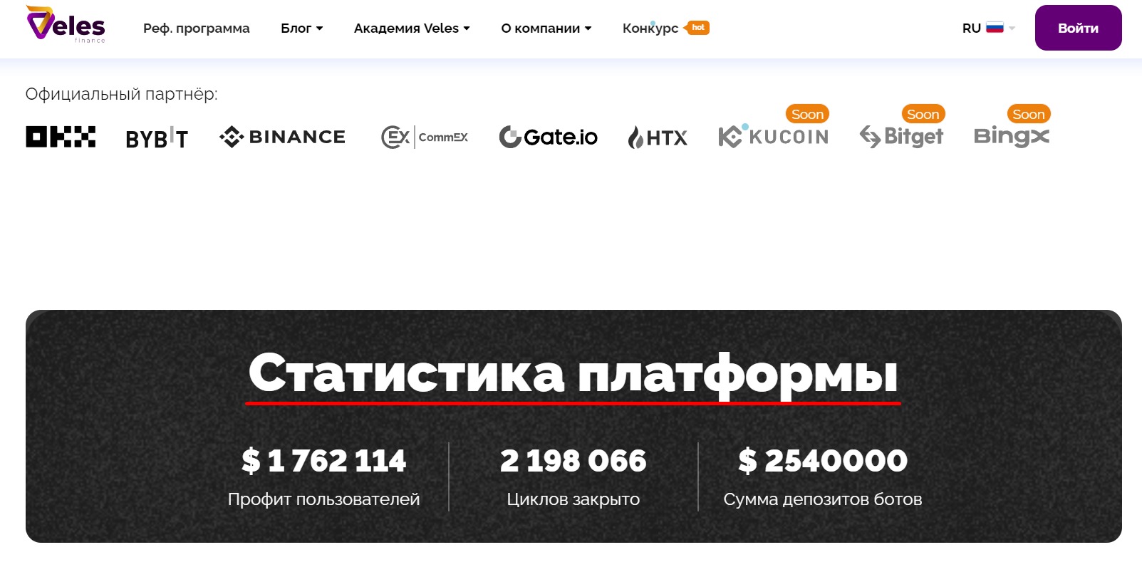 Сайт Veles Finance